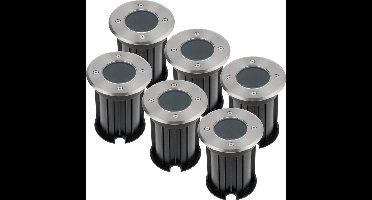 6x HOFTRONIC Maisy - Grondspots LED voor buiten - Rond - RVS - IP65 Waterdicht - Verwisselbare GU10 - Tuinspots en inbouwspots buiten voor in de grond - 3 jaar garantie
