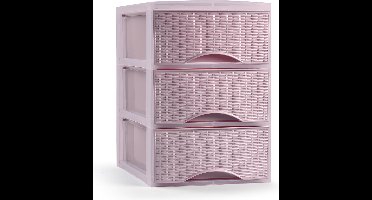 Plasticforte Ladeblokje/bureau organizer met 3x lades - roze - L18 x B25 x H25 cm