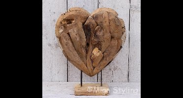 MigoStyling - Houten hart - Op Standaard - L 40 x Br 17 x H 50 cm - Raamdecoratie - Sfeervol