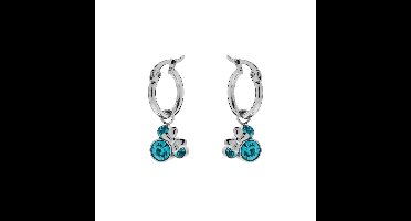 Disney 4-DIS041 Minnie Mouse Oorbellen - Minnie Oorringen - Disney Sieraden - 13x2mm - 25mm Totaal Lengte - Staal - Hypoallergeen - Kristal - Blauw - Zilverkleurig