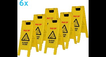 Waarschuwingsbord gladde vloer - Pas op glad - 6 stuks