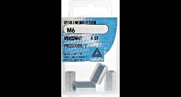 Deltafix verlengmoer verzinkt m6 din 6334 4 st.