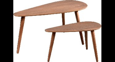 Home & Styling Bijzettafel/plantenstandaard set - 2-delig - lichtbruin - MDF hout - 60 x 30 x 35 cm en 80 x 40 x 40 cm