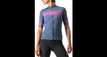 Castelli Fietsshirt Korte Mouwen Dames Blauw Roze - FENICE JERSEY LIGHT STEEL BLUE PINK FLUO-XL