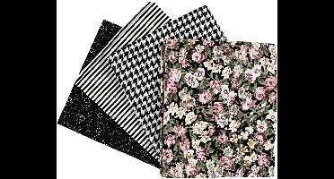 Creativ Company Patchwork Stof 45x55 cm Zwart 4 stuks