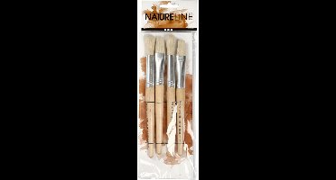 Creativ Company Nature Line Kinderkwasten Rond en Plat Set 4 stuks