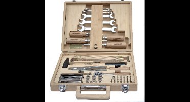 Brüder Mannesmann Eco Gereedschapskoffer van Bamboehout - M29003 - 75-delig - Houten handgrepen - Ecologisch - 10 jaar garantie - Cadeautip