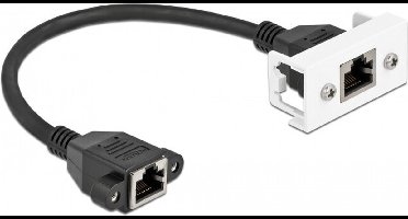 Netwerkuitbreidingskabel voor eenvoudige 45 module S/FTP RJ45 Jack to RJ45 Jack Cat.6A 25 cm zwart