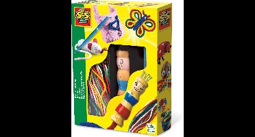 SES Creative - Punniken - set met punnikpopje, pen en draden in verschillende kleuren