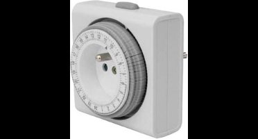 Perel Compacte 24-uurs timer, mechanisch, 230 V, 16 A, 3680 W, Franse aarding type E, wit