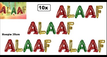 10x Folieballon rood/geel/groen Alaaf - hoogte 35cm - te vullen met lucht - Carnaval thema feest raam decoratie fun