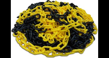 Afzetketting - Geel/zwart ketting - 25 meter - schakels 8mm - hoge kwaliteit