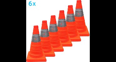 Uitvouwbare pion / verkeerskegel 41cm - inklapbaar - Mexxo - 6 stuks