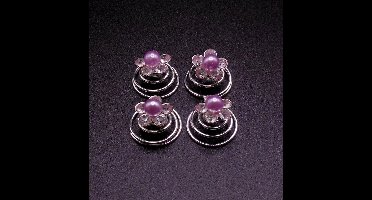 Curlies lila parel met 5 blad strass