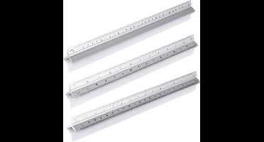 "Hofftech Aluminium Driekantige Schaallat: 1:20 - 1:25 - 1:50 - 1:75 - 1:100 - 1:125"