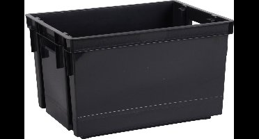 EDA Opbergbox/opbergkrat 20 L - zwart - kunststof - 39 x 29 x 23 - stapelbaar/nestbaar