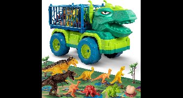 Dinosaurus Speelmat - Dino Speelkleed - Dinosaurus Vrachtwagen - Vloerkleed Dinosaurussen - Dino speelset - Speelgoed voor jongens - T-rex Truck