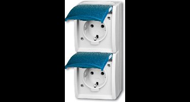 Busch-Jaeger 20-02 EW-53 Ocean (opbouw) Wandcontactdoos dubbel spatwaterdicht Blauw-groen