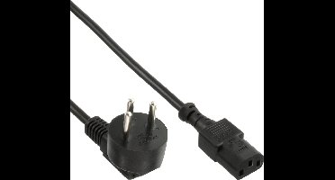 InLine Apparaatsnoer met rechte C13 plug en haakse type H stekker (Israël) - 3x 0,75mm / zwart - 1,8 meter