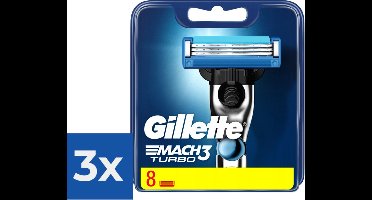 Gillette Mach3 Turbo-8 stuks-scheermesjes - Voordeelverpakking 3 stuks