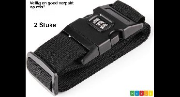 *** 2 Stuks 180cm Verstelbare Kofferriemen Combinatieslot - Geschikt voor iedere Koffer - Geel - van Heble® ***