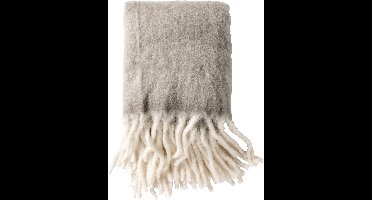 Dutch Decor - LIBBE - Plaid 130x170 cm - Deken met wol en flosjes - superzacht - Micro Chip - lichtgrijs