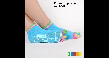 *** 2 Paar Teen sokken, Yoga, Sport, Fitness, Pilatus , Anti-slip - Ademend - van Heble® ***
