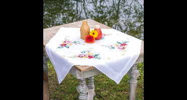 Vervaco - Tafelkleed kit - Tropische bloemen - PN-0199242 - Borduren - Borduurpakket - Borduurpakket volwassenen - Borduurpakket kind