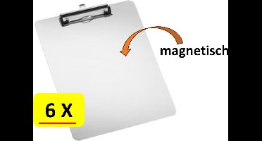 6 x Klembord Aluminium - Magnetisch - Office Basics - A4