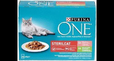 2x Purina ONE Adult Fijne malse Reepjes - Kattenvoer natvoer - Zalm & Kalkoen - 8 x 85g