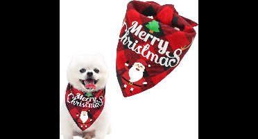 Kerst Sjaaltje 'Merry Christmas' - Hond & Kat - Winter Halsband - Honden Das Rood - Kerstpakje voor Honden en Katten - Hondentrui - Kerstkostuum - Hondenkleding - Maat S
