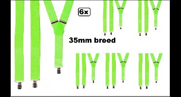 6x Luxe Bretel fluor/neon groen - 35mm breed - Themafeest party fluor neon festival party carnaval feest