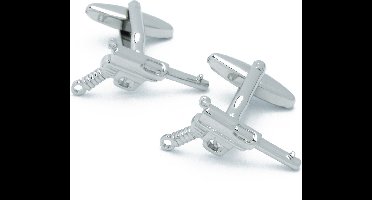 Manchetknopen - Geweer Pistool Walter Luger Zilverkleurig