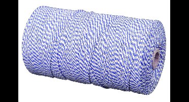 Katoenkoord - Blauw/Wit - Touw - spoel 500gr - dikte 1,2mm - lengte 650 mtr (Nr.16)
