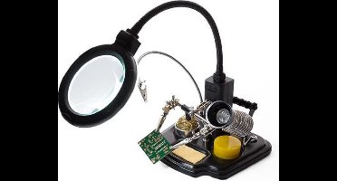 Velleman Multifunctionele derde hand met vergrootglas en soldeertools, ideaal voor precisiewerk met ledloeplamp