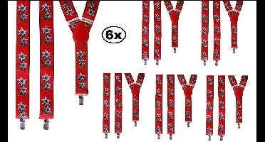 6x Bretel Tiroler rood met edelweissbloem