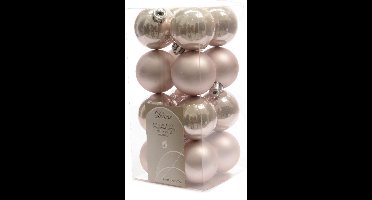 16 stuks Kerstbal plastic glans-mat/40mm/poeder roze