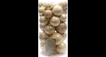 Decoris kunststof kerstballen roze, goud 30 stuks