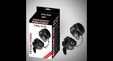 Power Escorts - Fetish Power - Kinky Cuffs - Stevige Handboeien - Wristcuffs - BDSM handboeien - BR97 - Zwart - gave Cadeaubox
