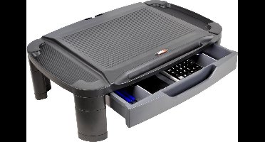 DESQ® Monitorverhoger | Tablet Houder | 3 Hoogte Standen | Opberglade | Xlarge | Zwart