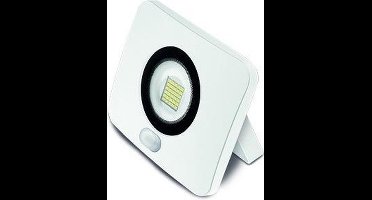 20W LED Schijnwerper Flat PIR Sensor - IP65 2000 Lumen - Koud Wit - Wit