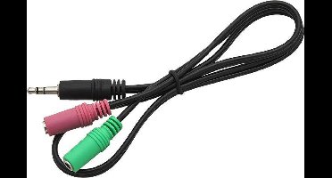 Splitter 3,5 inch Jack Male naar 2x 3,5 inch Jack Female 1,5M - Zwart