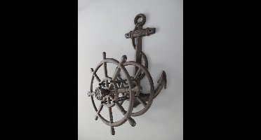 Unieke - gietijzeren tuinslanghouder - anker - stuurwiel - gietijzer - bruin