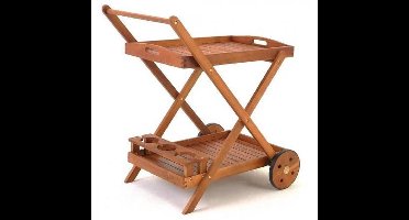 Casaria Trolley op Wieltjes - Serveerwagen Dienblad 82x60x90cm - Acaciahout