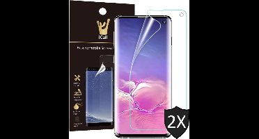 2x Screenprotector geschikt voor Samsung Galaxy S10 | Glas PET Folie Screen Protector Transparant iCall | Full-Screen