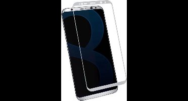 Screenprotector geschikt voor Samsung Galaxy S8 - Edged (3D) Tempered Glass Screen protector Zilver 9H