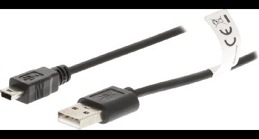 USB 2.0 Kabel USB A Male - Mini-B Male 3.00 m Zwart