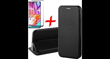 Hoesje geschikt voor Samsung Galaxy A70 + Screenprotector Full Screen - Book Case Flip Wallet - iCall - Zwart