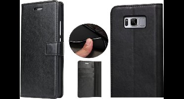 Hoesje geschikt voor Samsung Galaxy S8 - Kunstleren Portemonnee Hoesje Zwart - Kunstlederen Wallet Case TPU - Book Case - Flip Cover - Klap - 360 beschermend Telefoonhoesje