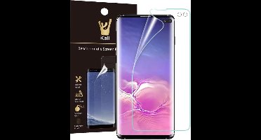 Screenprotector geschikt voor Samsung Galaxy S10 Plus | Glas PET Folie Screen Protector Transparant iCall | Full-Screen